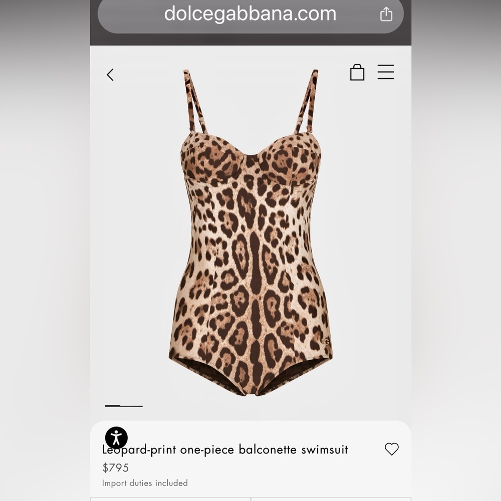 Dolce & Gabbana brand new with tags-leopard print one piece swimsuit. Perfect!